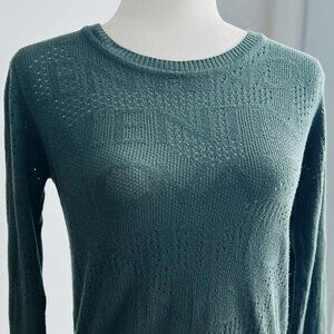 Valentino Forest Green Cotton Jacquard Knit Sweater with Surface Wear – US XS